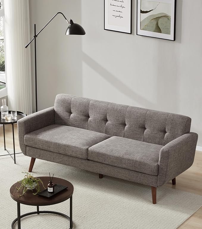 Tbfit 77.2" W Linen Sofa Couch, Mid Century Modern Decor Loveseat Couches - Image 5