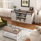 YESHOMY Farmhouse TV Stand for Televisions up to 65 Inches, Sliding Barn Doors - Image 4