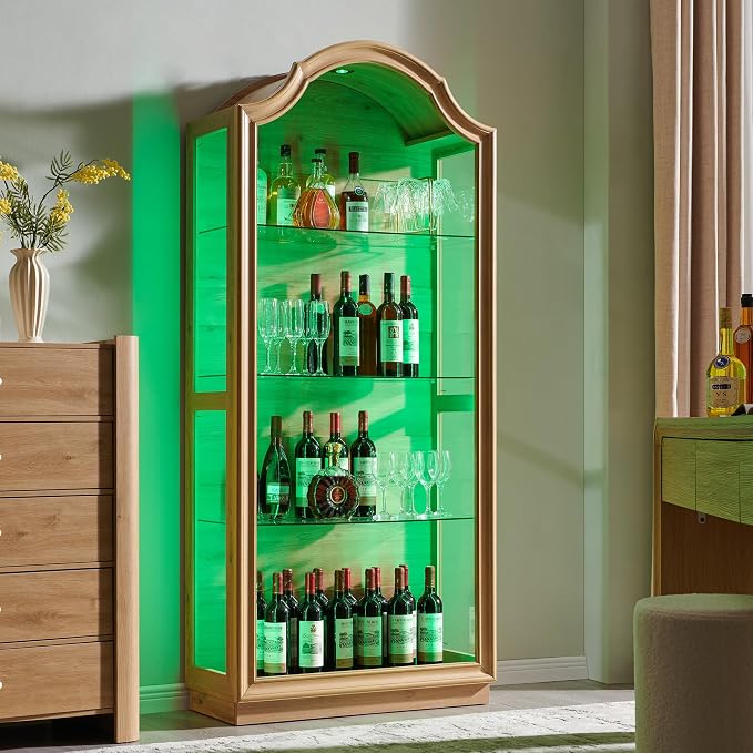 IFGET 72" Arched Glass Display Cabinet, Modern Curio Cabinet - Image 7