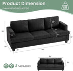 3 Pieces Corduroy Couch Set for Living Room, 7 Seats Cloud Sofa, Deep Seat - Image 3