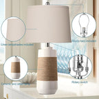 Hamucd White Boho Ceramic Lamps - Image 5