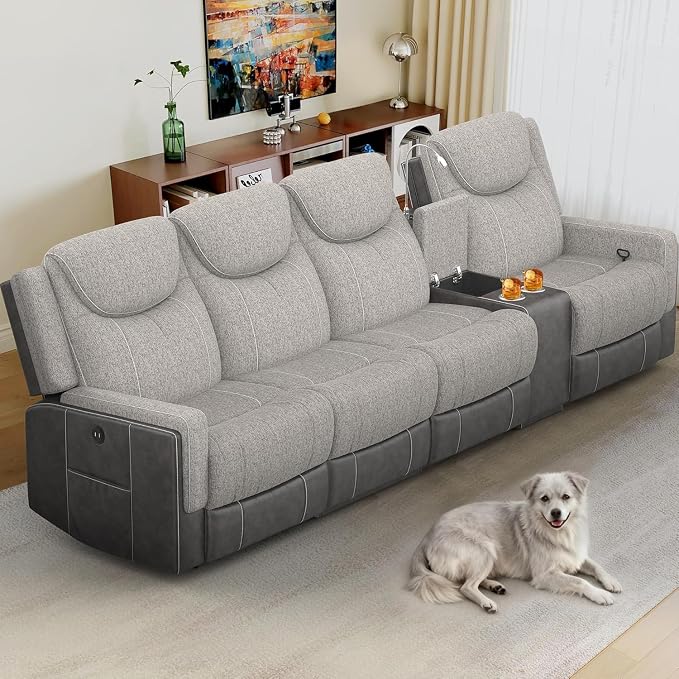 Dresegmt 4 Seat Recliner Sofa, Manual Recliner Couch - Image 7