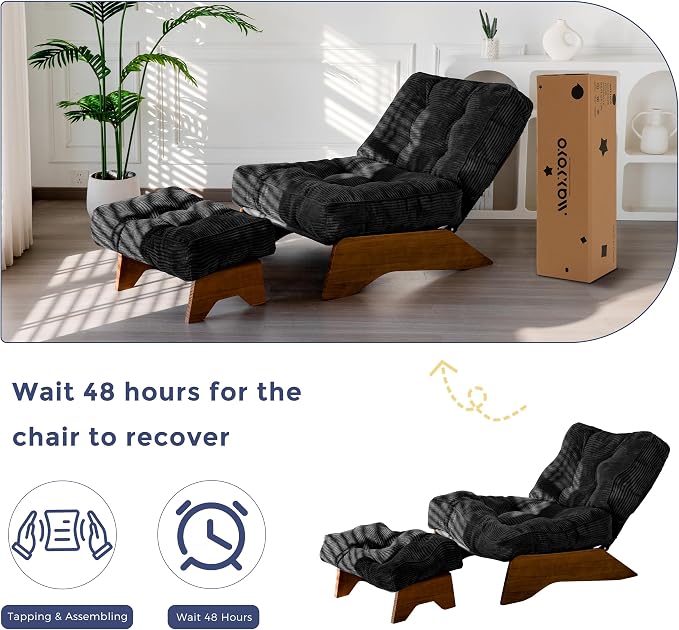 MAXYOYO Accent Chair with Ottoman Adjustable Backrest, Tufted Living Room Chair - Image 8