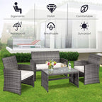 Tangkula 4 PCS Wicker Patio Conversation Set, Outdoor Rattan Sofas - Image 4