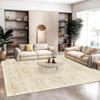Soalmost Washable Area Rug 9x12 Large Soft Living Room Rugs Beige/Ivory | - Image 9
