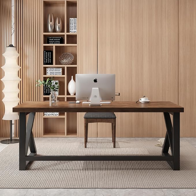 55inch Solid Wood Computer Desk, Large Office Desk Home Simple Modern Long Desk - Image 3