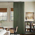 108 Inch Linen Memory Trained Pleated Curtains Olive Green by Twodrapes