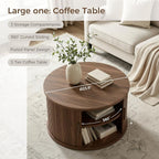 IRONCK Round Coffee Table Set of 2, Fluted Coffee Table and End Table - Image 4