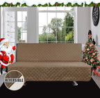 Easy-Going Reversible Couch Cover, Large Futon Sofa, Camel/Ivory | Machine - Image 2