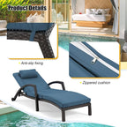 HOMREST Chaise Lounge Chairs Set of 2, PE Rattan Wicker Patio Lounge Chair - Image 6