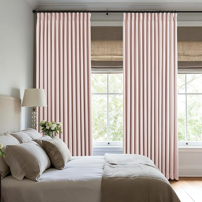 Pinch Pleated Linen Curtains 100% Blackout 108 Inches Long - Image 4
