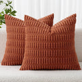 MIULEE Fall Corduroy Decorative Throw Pillow Covers 20x20 Rust Pack of 2 | by MIULEE