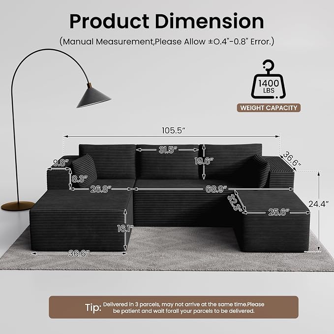 106" Cloud Sectional Boneless Couches - Image 2