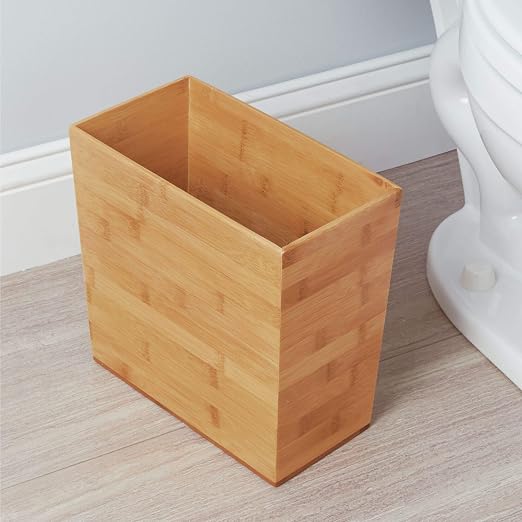 iDesign Rectangular Bamboo Waste Basket, The Formbu Collection – 10.5" x 5.75" - Image 2