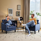 VINGLI Navy Blue Accent Chairs for Living Room, Line Comfy Upholstered Chair - Image 9