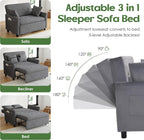Sleeper Sofa Bed, 3 in 1 Convertible Sleeper Couch Bed Pull Out, Small Loveseat - Image 4