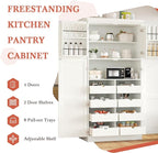 VilroCaz Freestanding Kitchen Pantry Tall Storage Cabinet, Wooden Kitchen - Image 4