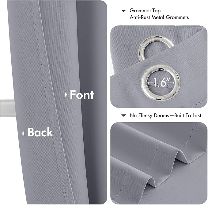 MIULEE Blackout Curtains for Bedroom 2 Panels 40 x 72 Inch Long Silver Grey | - Image 4