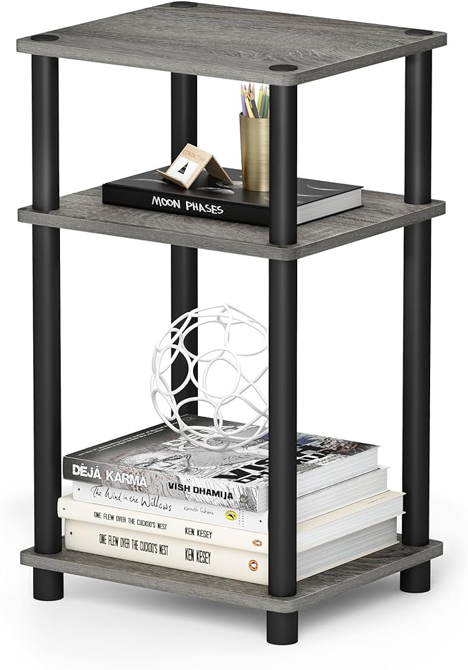 Furinno JUST Side Table Set of 2, 3-Tier Modern End Tables, Open Shelves Night - Image 7