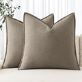 MIULEE Decorative Linen Pillow Covers 18x18 Inch Tan Taupe | Boho Farmhouse​ by MIULEE