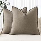 MIULEE Decorative Linen Pillow Covers 18x18 Inch Tan Taupe | Boho Farmhouse​ by MIULEE