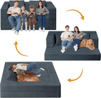 Folding Bean Bag Chair for Adults, 3-in-1 Bean Bag Couch Faux Fur Floor Sofa - Image 4