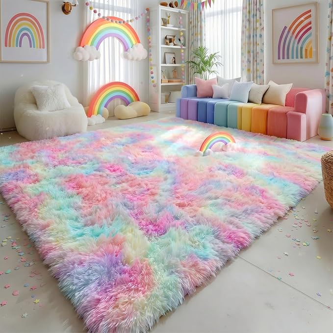Amdrebio Rainbow Unicorn Large Area Rug 9x12 - Image 5