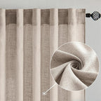 MIULEE Natural Linen Curtains 52x96 Inch Long 2 Panels - Image 2