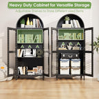 73" Black Metal Arched Display Cabinet - Image 5
