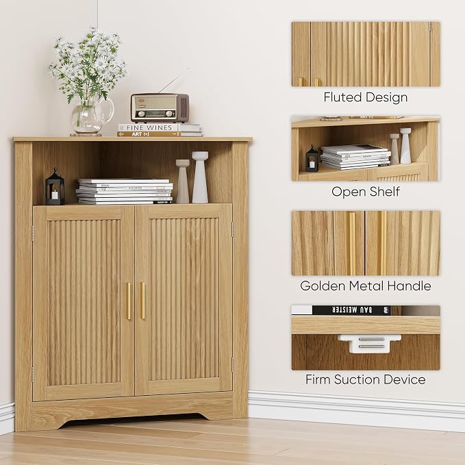 Smuxee Bathroom Corner Cabinet, Floor Corner Storage Cabinet - Image 5