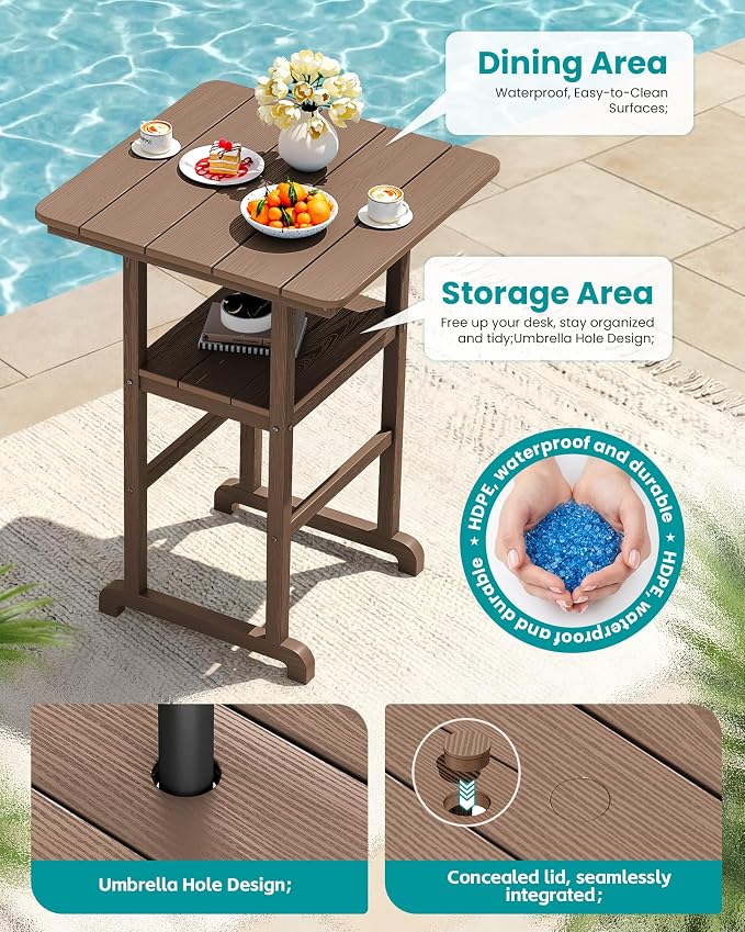 SERWALL Balcony Adirondack Chairs and Table 3 Pieces Set, Oversize Adirondack - Image 6