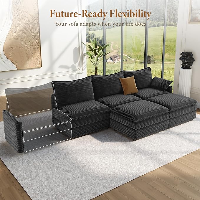 Vesgantti 108" U Shaped Sectional Couch, Comfy Cloud Modular Sectional Sofa - Image 8