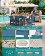 SERWALL Patio Dining Set with 15FT Double Side Umbrella, Outdoor Dining Sets - Image 2
