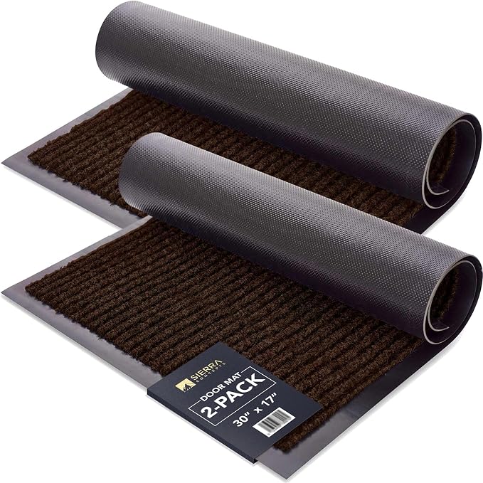 Front Door Mat, Indoor Outdoor Welcome Entryway Doormat, 30x17 Dark Brown | by SierraConcepts