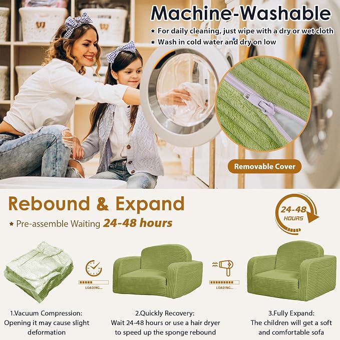 Foryoomi 2 in 1 Convertible Kids Couch - Image 7
