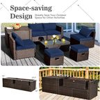 Tangkula 8 Piece Patio Furniture Set, Patiojoy Outdoor Space Saving PE Rattan - Image 6