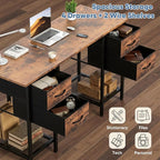 Sweetcrispy Computer Desk with Drawers, 55 Inch Home Office Bedroom Table with - Image 4