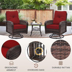 wildformers Luxury Outdoor Swivel Wicker Glider Patio Chairs - Image 5