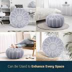 Marrakesh Gallery Genuine Leather Round Pouf Unstuffed - Image 7
