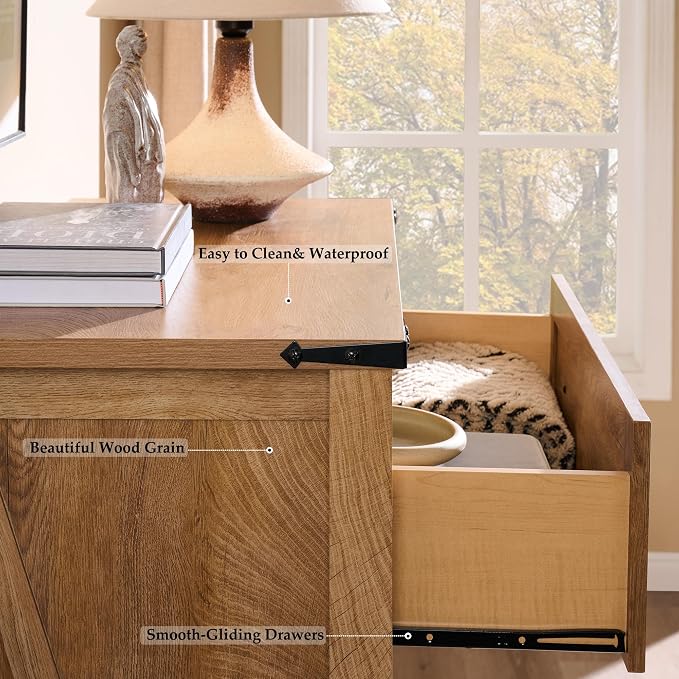 T4TREAM Farmhouse 5 Drawers Dresser Chests - Image 5