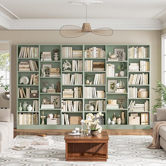 FACBOTALL Triple Wide Bookshelf, 6 Tier Large Bookshelf, Bookcase - Image 2