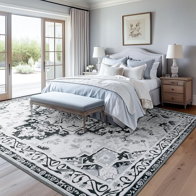 Rugflix 6x9 Area Rugs for Living Room, Washable Light Grey Large Rug | Machine - Image 7