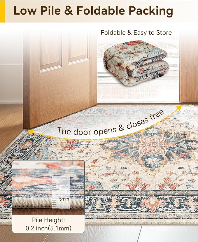 RELEANY Washable Area Rug, Runner 2'x8', Water Repellent, Pet Friendly - Image 5