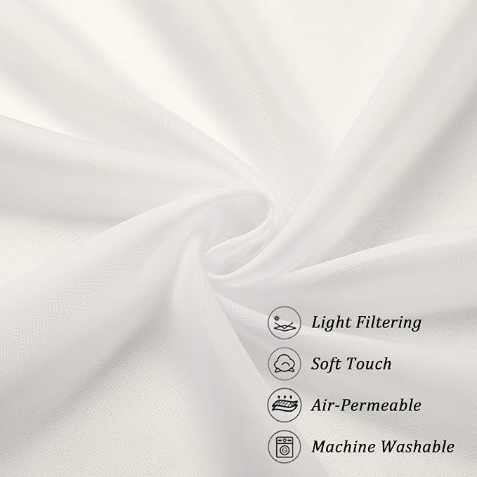 Chyhomenyc Ivory Sheer Curtains 108 Inch Long 2 Panels Set | Light Filtering - Image 9