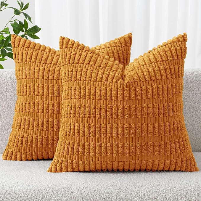 MIULEE Fall Decorative Throw Pillow Covers 18x18 Burnt Orange Pack of 2 | Soft by MIULEE