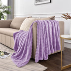 BEDELITE 3D Ribbed Lavender Fleece Throw Blanket - Image 9