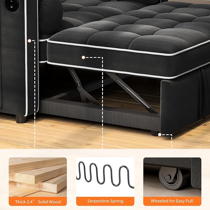 Pipishell 3 in 1 Convertible Sleeper Sofa Bed, Pull Out Couch - Image 6