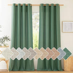 NICETOWN Flax Linen Olive Green Curtains 108 inches Long, Grommet Privacy Semi by NICETOWN