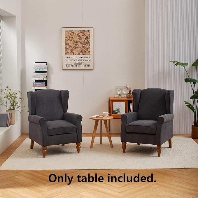 Upholster Accent Armchair & Side Table 2-Piece Set, Chenille Vintage Style - Image 8