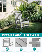SERWALL Oversized Outdoor Rocking Chair Set of 4, HDPE Rocker - Image 3